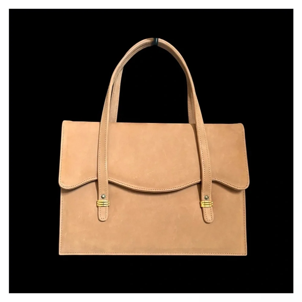 Vintage MCM Andrew Geller Camel Suede Top Handle Tote - Picture 15 of 15